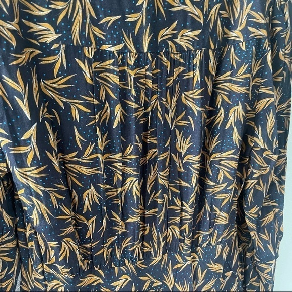 NWT See U Soon Navy Leaf Print Long Sleeve Maxi Dress - Picture 8 of 14